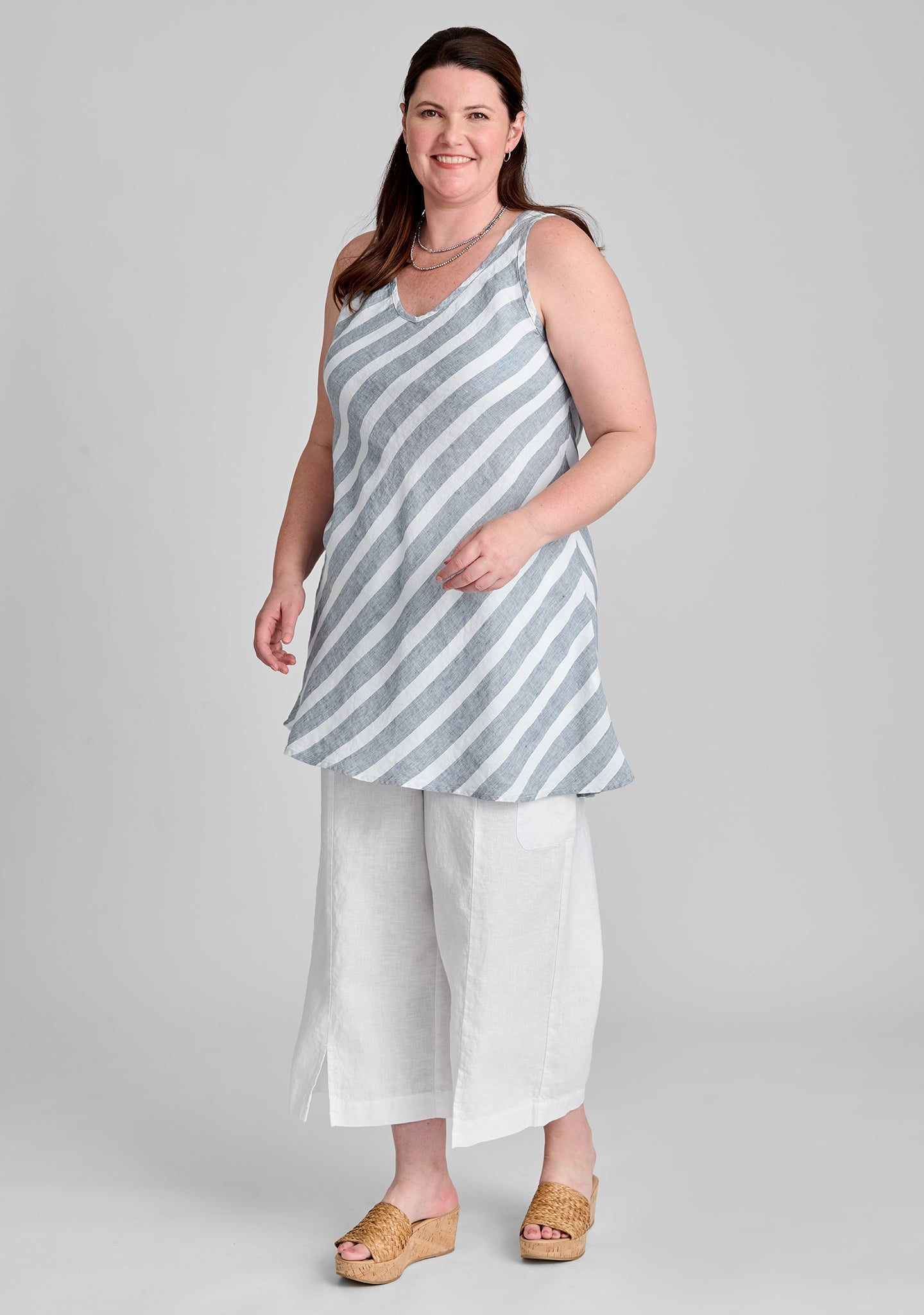 Two Way Bias Tunic - Linen Tank Top - FINAL SALE