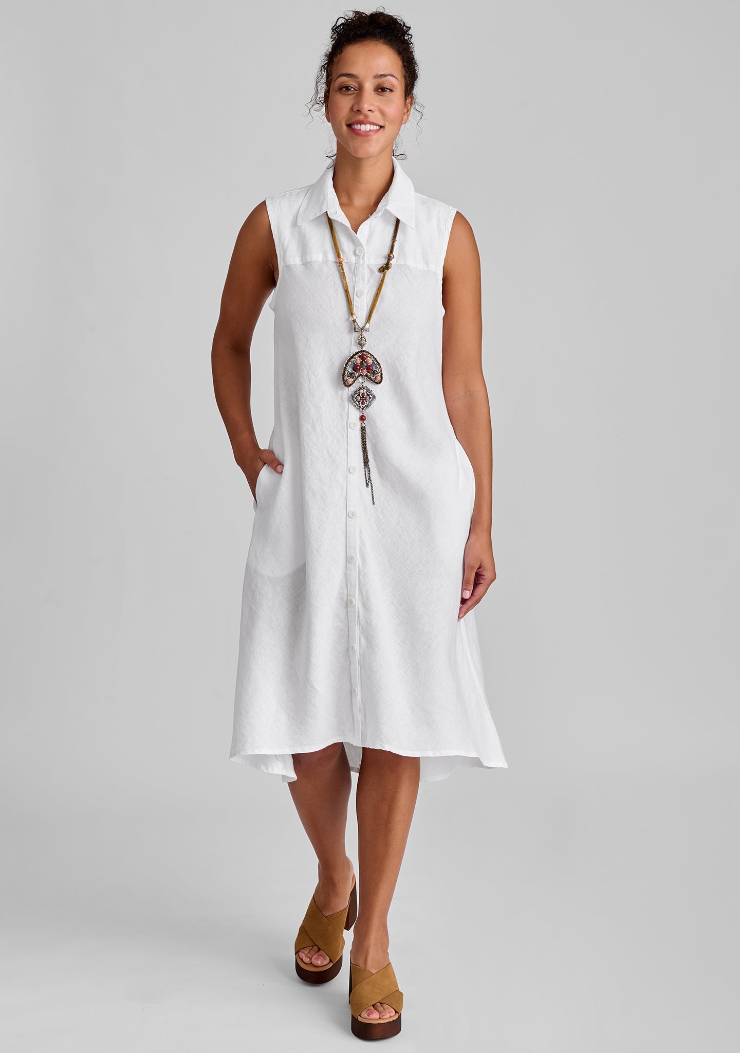 Skyline Dress - Linen Button Down Dress - FINAL SALE