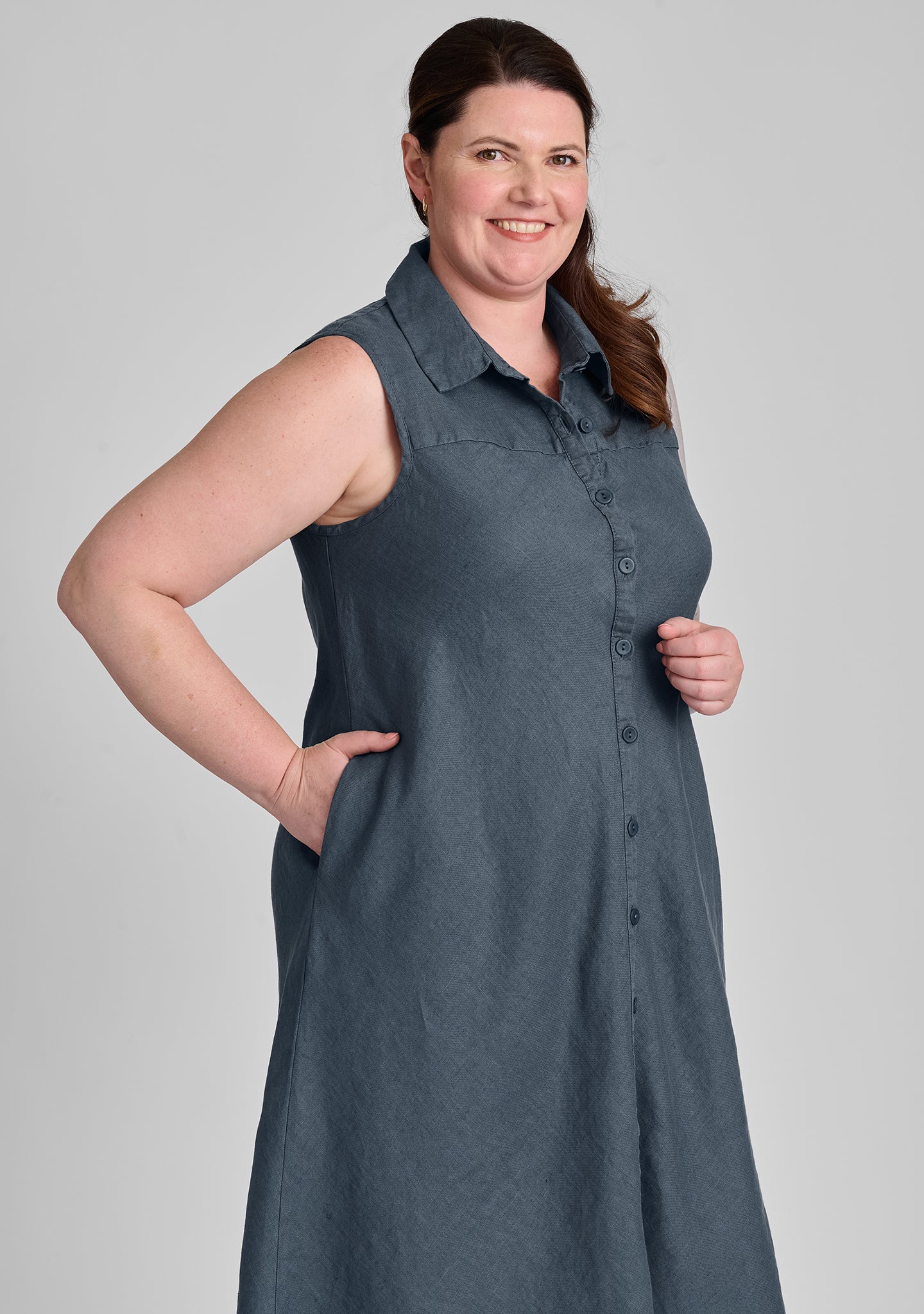 Skyline Dress - Linen Button Down Dress - FINAL SALE