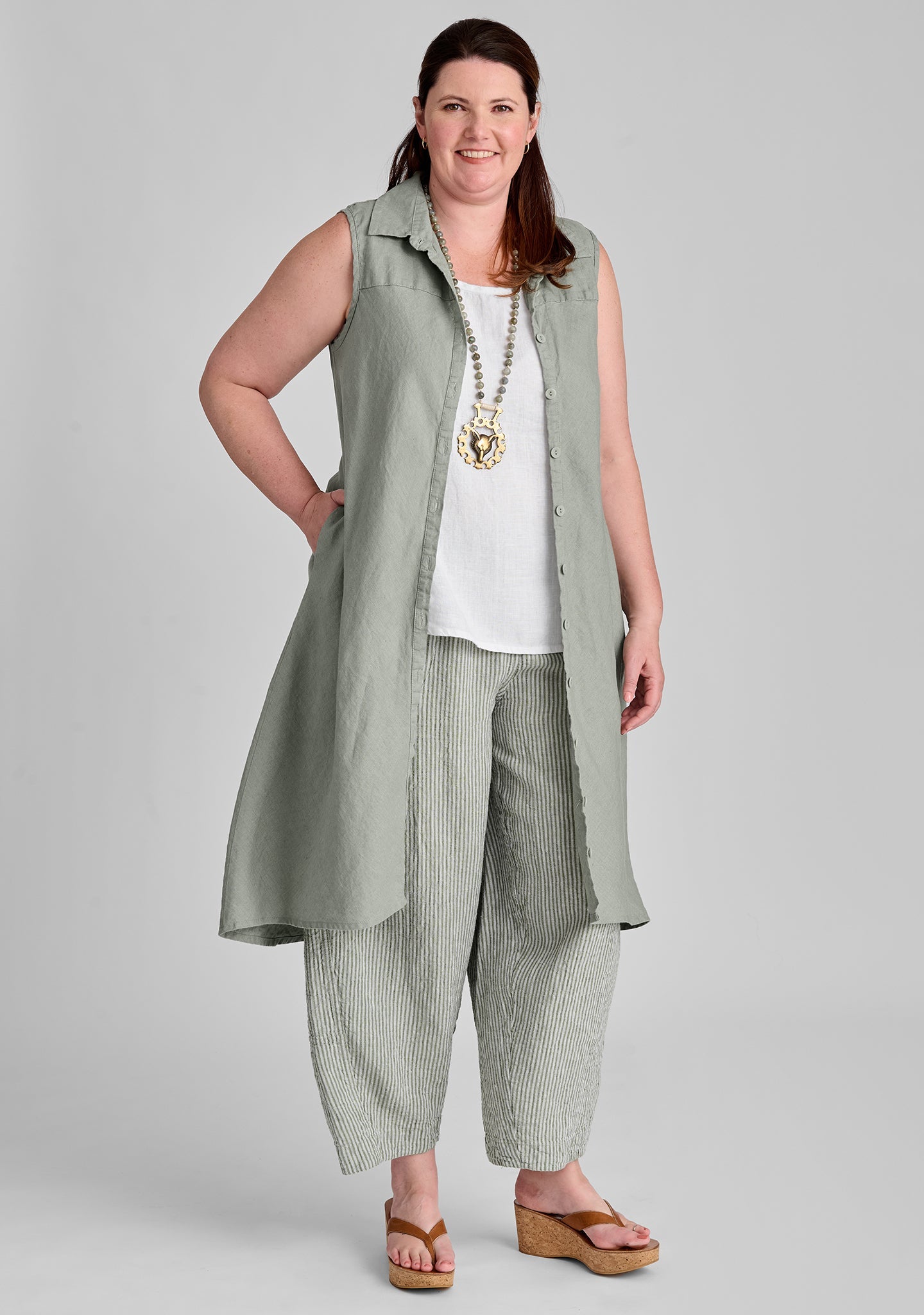 Skyline Dress - Linen Button Down Dress - FINAL SALE