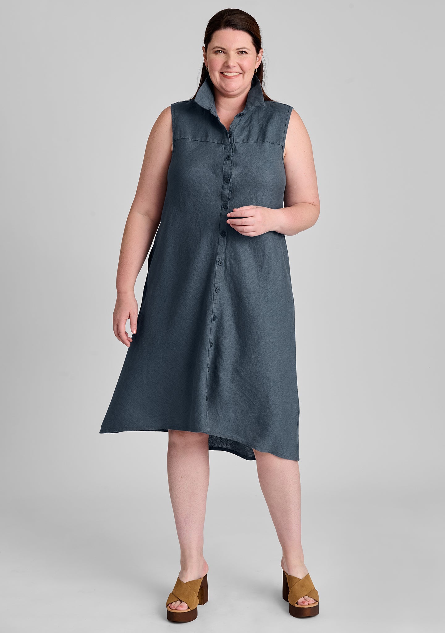 Skyline Dress - Linen Button Down Dress - FINAL SALE